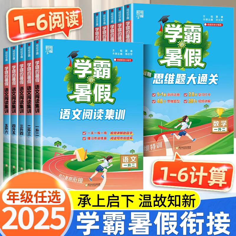 2025秋学霸暑假衔接作业数学计算思维大通关语文阅读集训一升二升三升四升五升六年级上册全套练习册人教版苏教北师5星语文小学