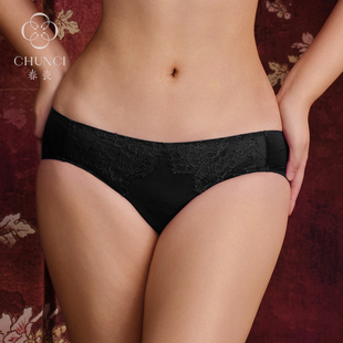 春瓷CHUNCI长安西市系列【墨染底裤】蕾丝性感内裤透气轻薄三角裤