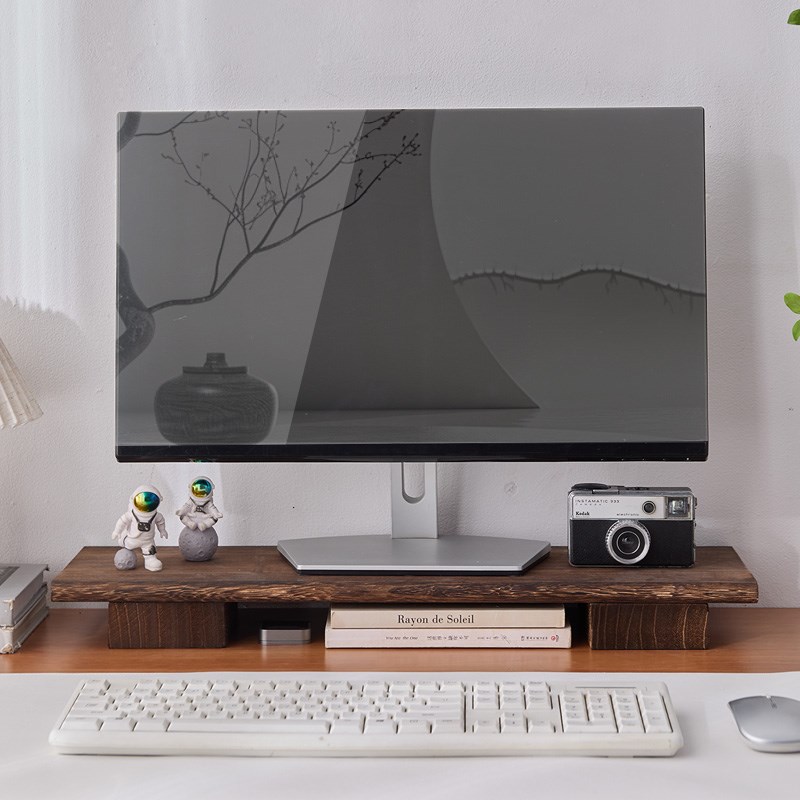 实木免安装可移动电脑电视增高架显示屏支撑架碳化板防腐护颈木板