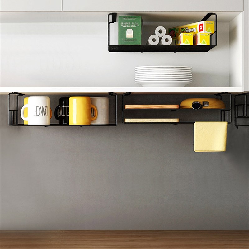 新款厨房吊柜下挂篮置物架304不锈钢橱柜内分层架 悬挂收纳菜板砧