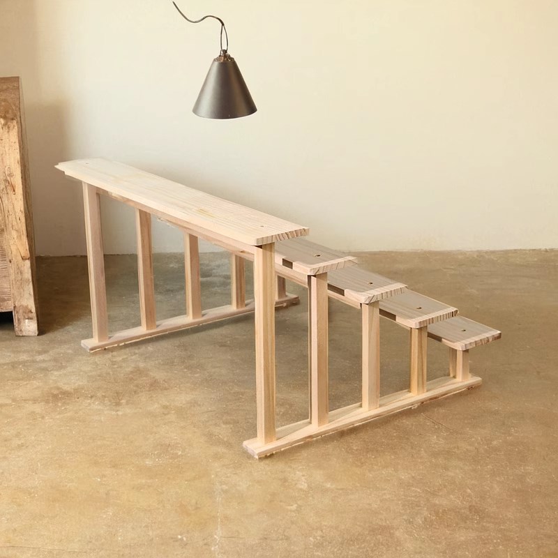 多肉模型手办展示架实木阶梯摆摊桌面阳台多层防腐碳化花架子绿植