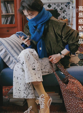 OCYC碎花复古时髦灯芯绒小众大容量休闲韩系帆布腋下hubo托特包