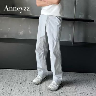 黑色解构速干冲锋裤男夏季薄款防水防风直筒裤子美式运动休闲