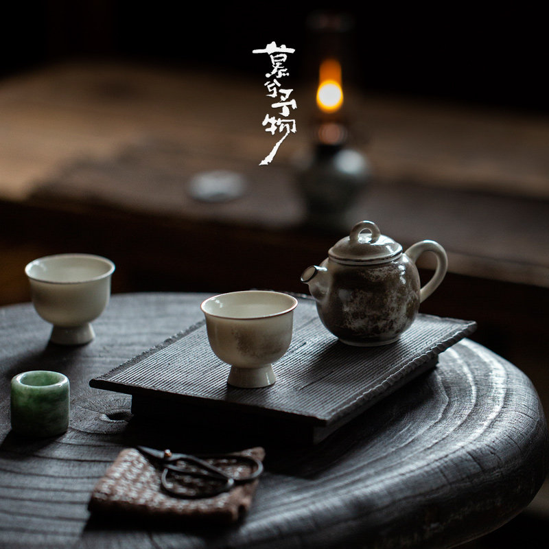 慕兮予物白志野烧吾言茶壶窑变柴烧家用单壶落灰釉复古陶瓷茶具
