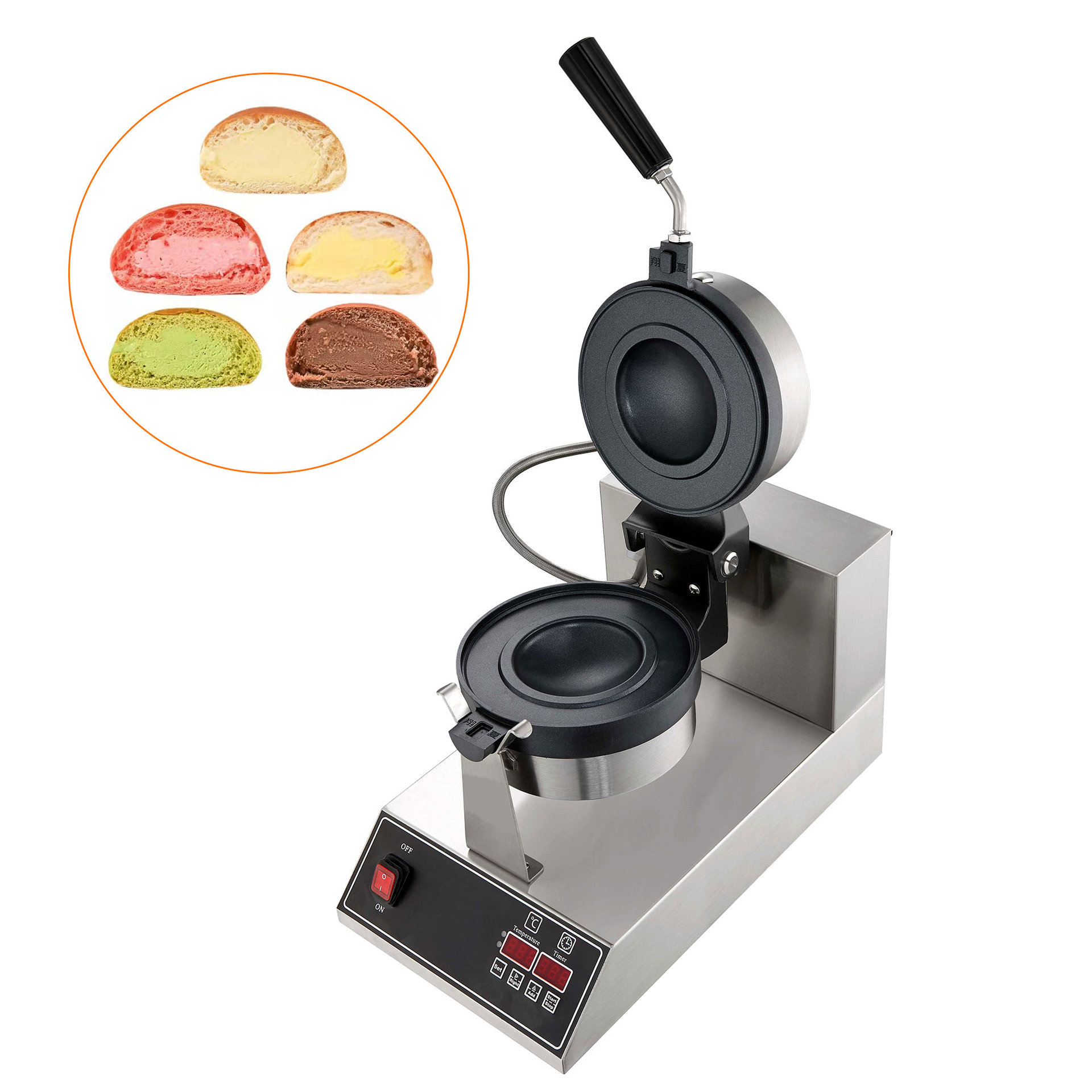 跨境热卖商用电热旋转UFO汉堡包机飞碟汉堡机小吃甜品西厨烤饼机