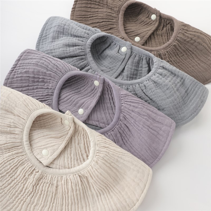 婴儿围嘴口水巾新生儿防水夏季天竹棉纱布L围巾可旋转春季宝宝围