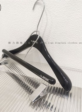 服装店烤漆黑色i实木衣架裤夹成人衣撑女装店衣挂专用衣架定制LOG