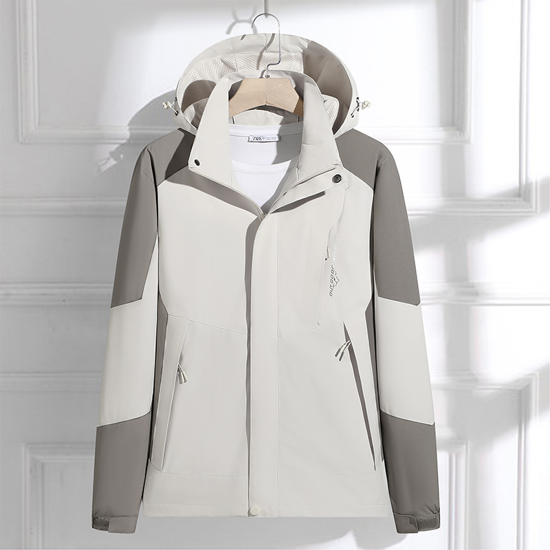 春秋新款韩版单层冲锋衣女薄款户外防风防雨情P侣大码外套登山服