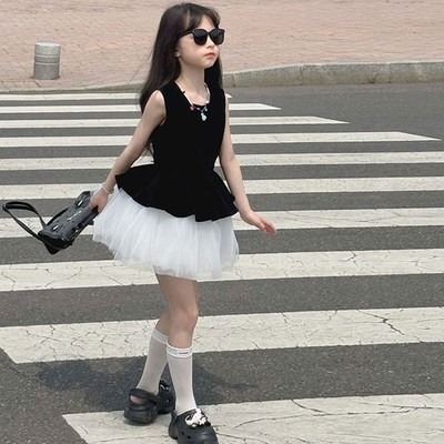女童连衣裙小女孩绝m美公主裙2025新款儿童富家千金感裙子蓬蓬纱