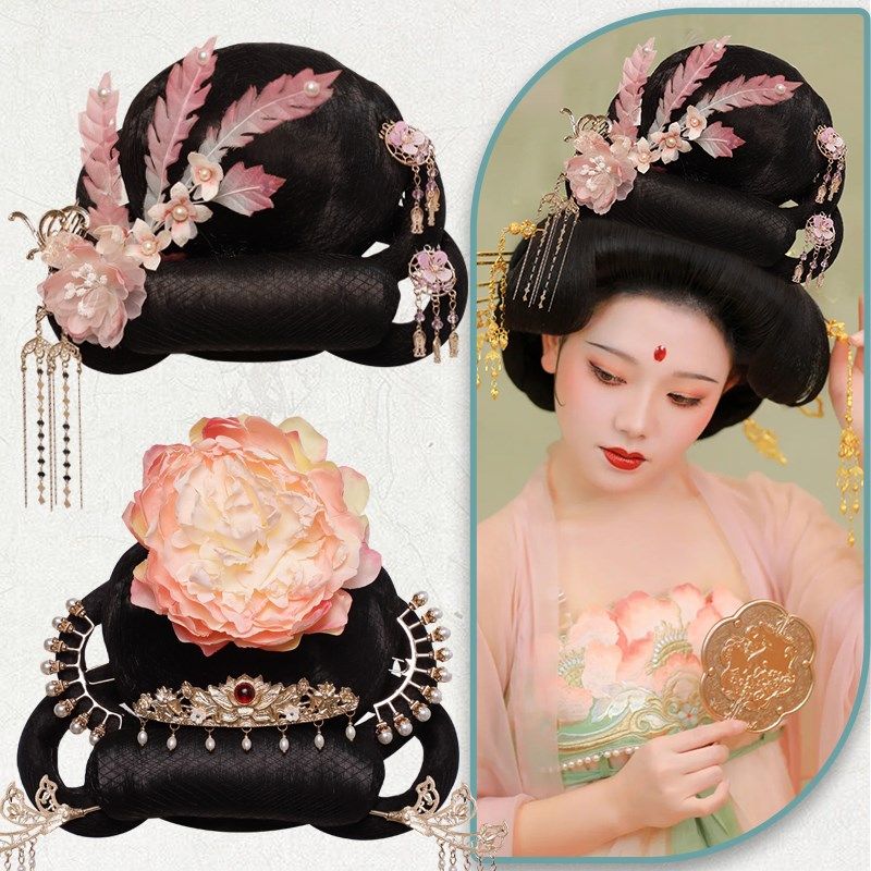 唐风发髻富贵f贵妃造型发包垫发发排全套百搭古装汉服假发饰品组