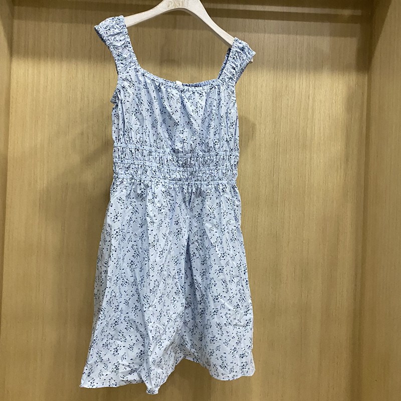 日单女装夏季棉质抽褶迷你印花连衣裙/无袖度假短裙47P5807/47784