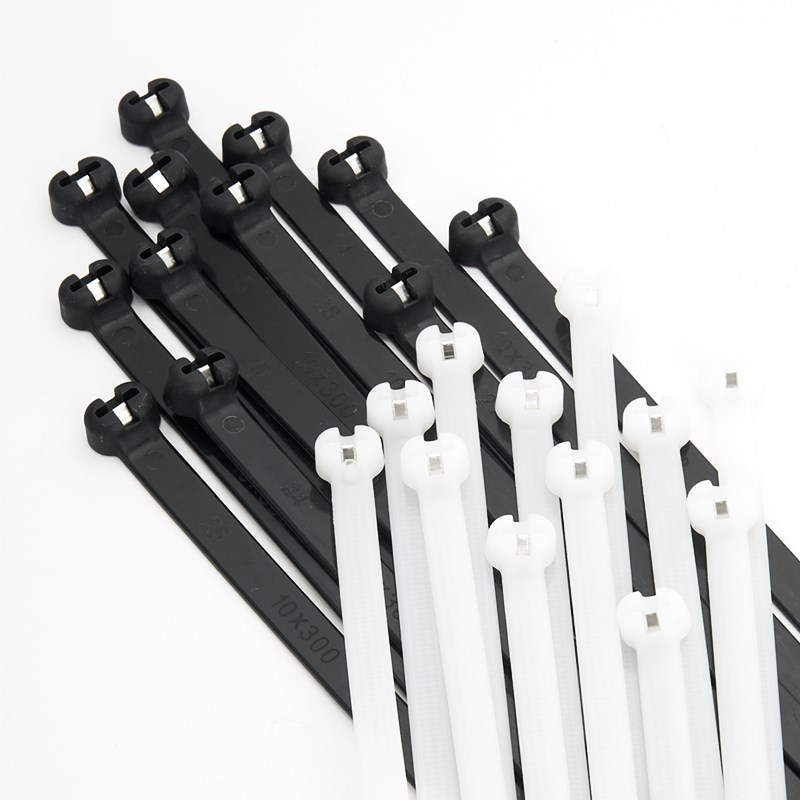 不锈钢304船用尼龙扎带u金属嵌片扎带大号固定卡扣强力扎线束线带