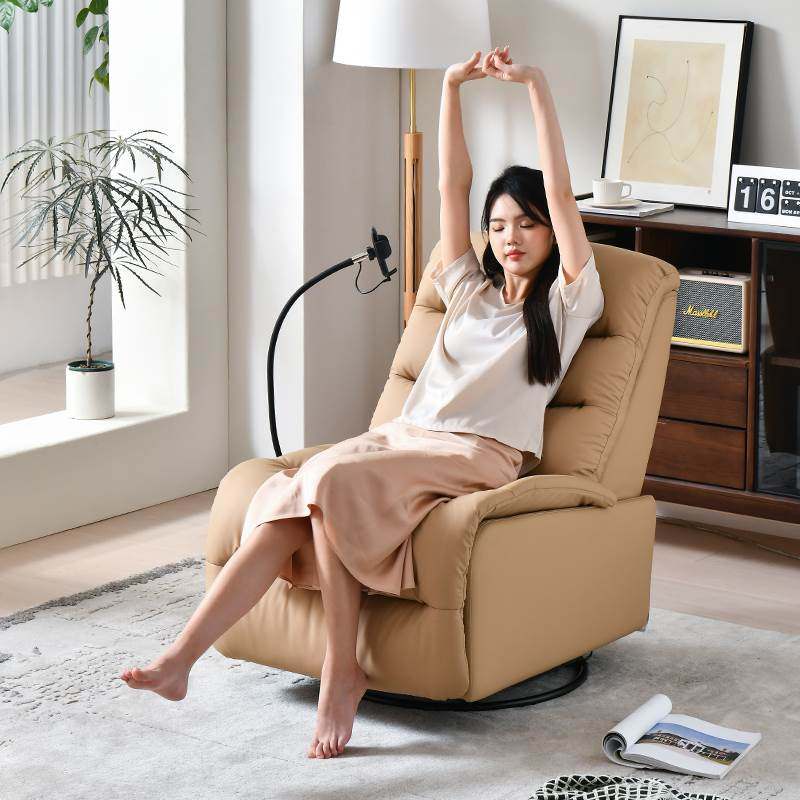 泉嘉福头等太空沙发舱单人多功能可躺底盘旋转真皮摇懒人客厅电动