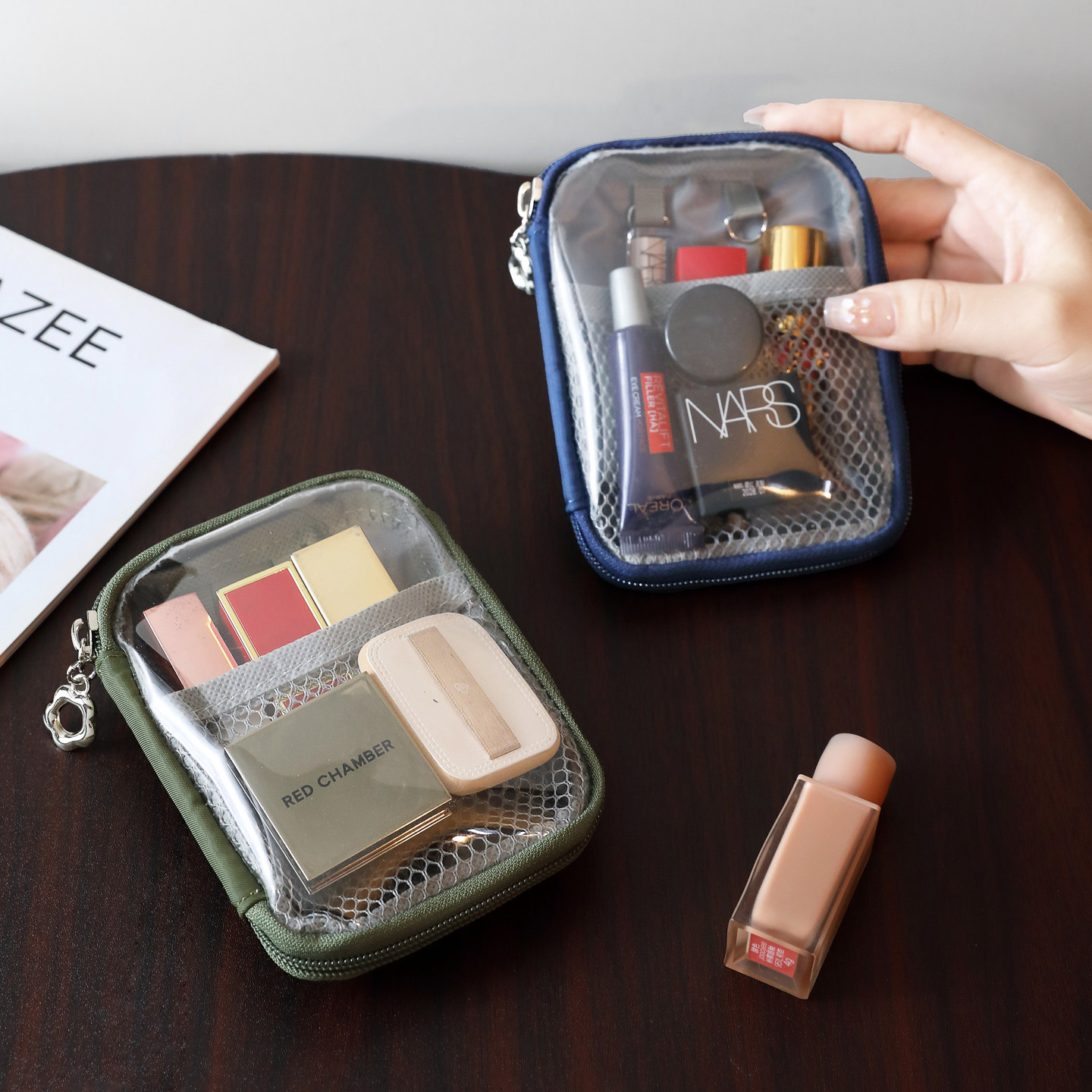 随身补妆小化妆包女便携式新款迷你口红化妆品收纳袋包内小包旅行