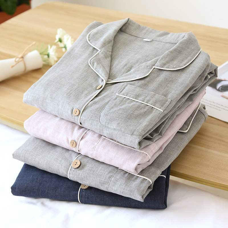蕉树情侣日系春夏季女睡衣棉家居睡衣/家居服套装