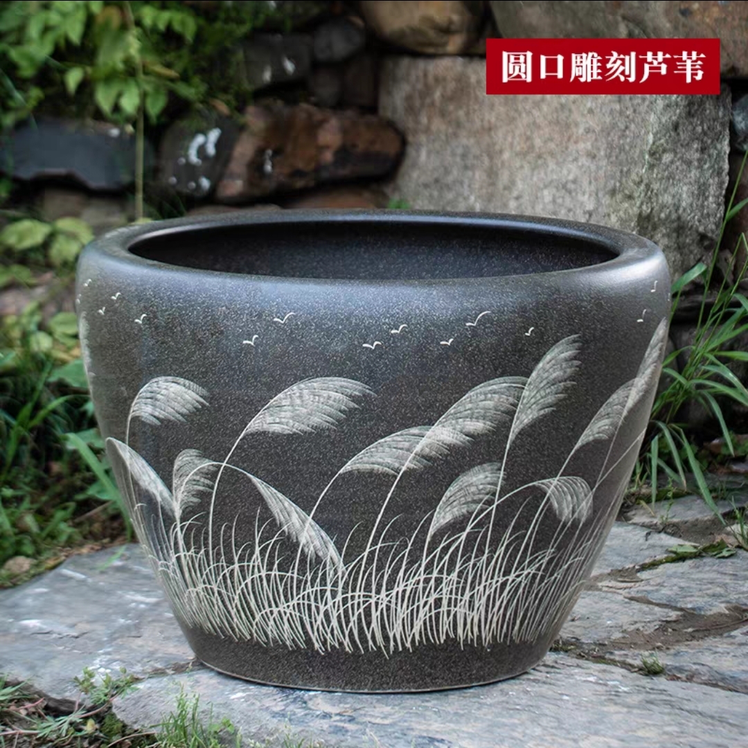 景德镇陶瓷锦鲤金鱼缸特大号