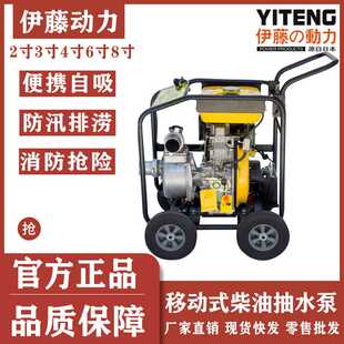 上海伊藤动力6寸柴油机抽水泵移动手推车自吸泵电启动YT60DPE单缸