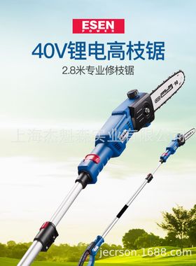 艺森40V锂电高枝锯ES-C1028充电式高空修枝锯电动园林果树修剪锯