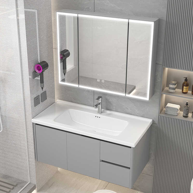 加厚全铝浴室柜组合太空铝蜂窝洗脸盆柜洗手盆陶瓷一体盆抽屉式柜