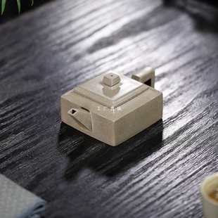 批发宜兴原矿方山逸士纯全手工制作四方紫砂壶青灰段泥方器老紫泥