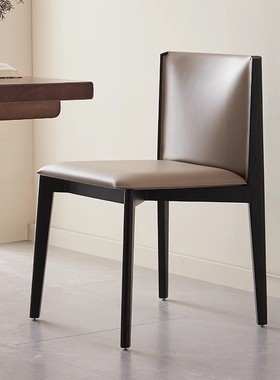 马鞍皮白蜡木意式极简porada餐椅无扶手阳台岛台椅高级感简约椅子