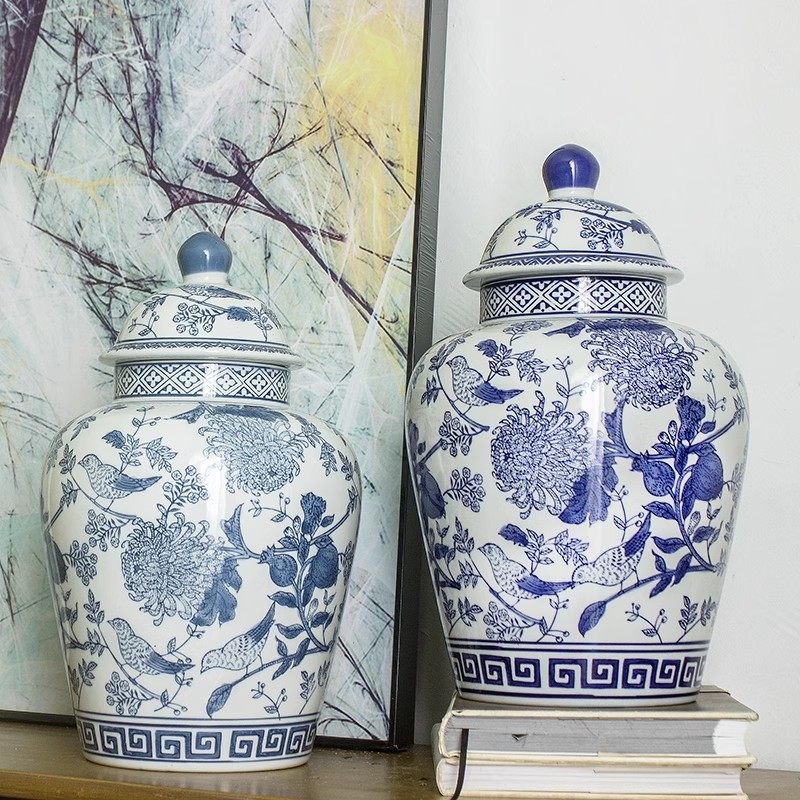 仿古手绘青花瓷花瓶摆件中式古香古色客厅水培插花花器储物罐,模玩/动漫/周边/娃圈三坑/桌游,文化/体育周边,淘宝优惠券,粉丝福利购,淘宝优惠卷