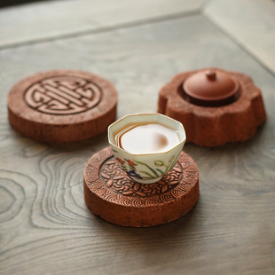 玩物集 仿古老红砖养壶垫茶托茶杯垫 紫砂壶托 石鼓盖置茶壶盖托