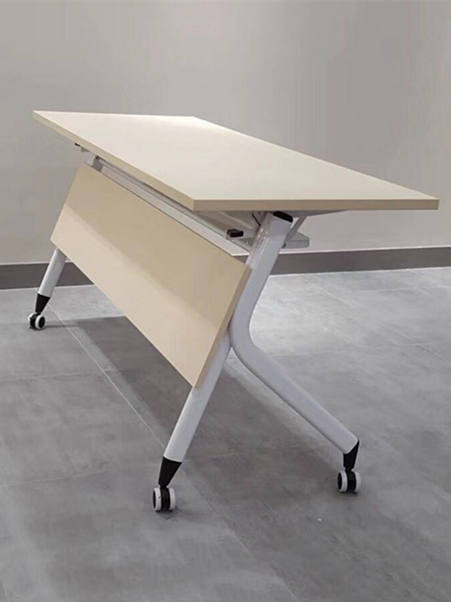 A10L可移动可折叠会议培训桌椅拼接双人学习桌带轮长条桌侧翻办公