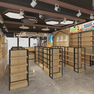 饰品文具店货架超市钢木货架文体店书店展示架佛山厂家直供货架
