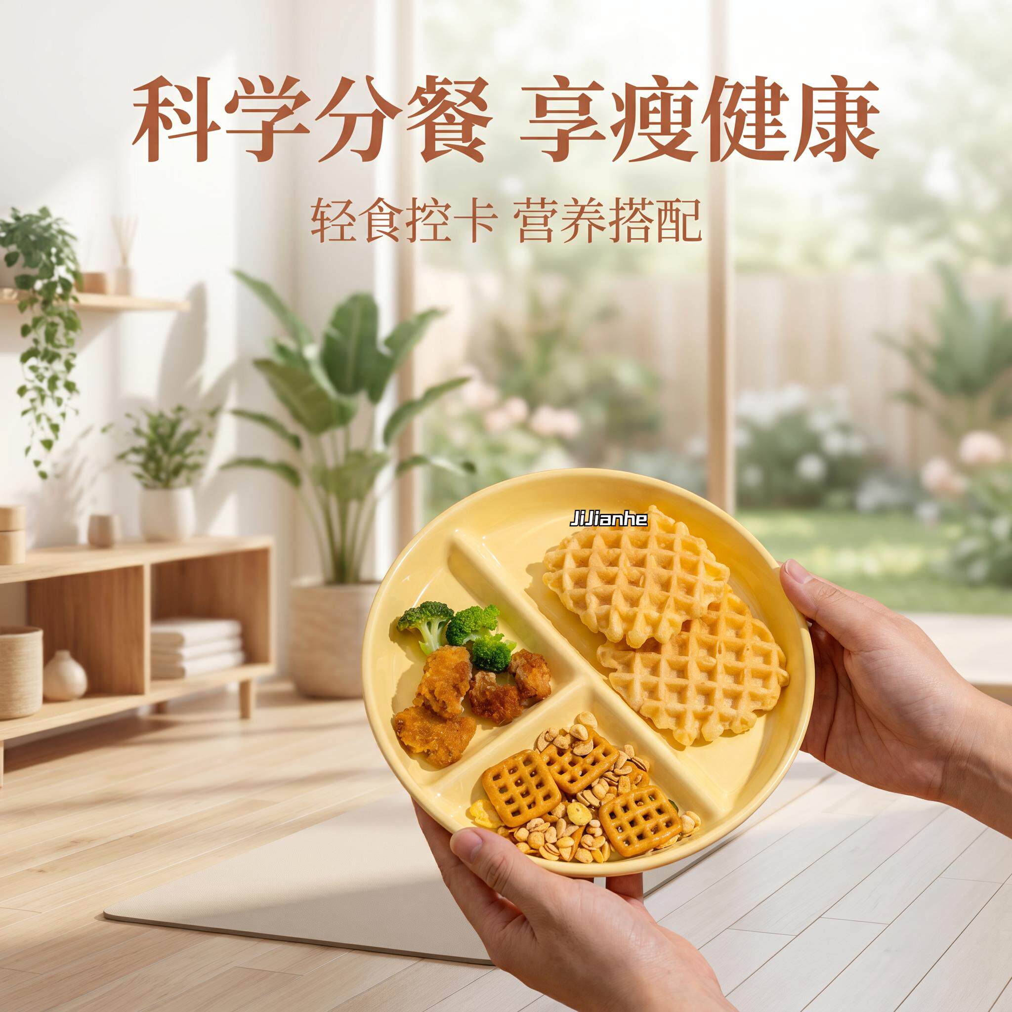 女士减肥专用餐盘211减脂分格专用大人儿童漂亮陶瓷水果盘三格盘