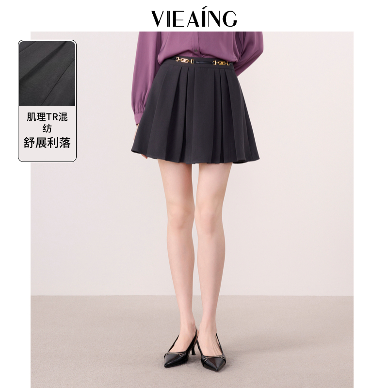 VIEA.ING薇迎早秋百褶裙半身裙