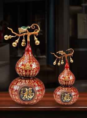 开盖空心开孔全铜葫芦饰品纯铜别墅百富楼黄铜工艺品客厅财富动人