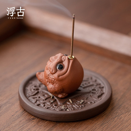 招财小金蟾，陶瓷线香底座
