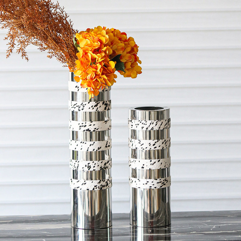 现代轻奢创意皮革圆环花瓶样板间售楼处客厅茶几餐桌直筒花器摆件,鲜花速递/花卉仿真/绿植园艺,其它园艺用品,淘宝优惠券,粉丝福利购,淘宝优惠卷