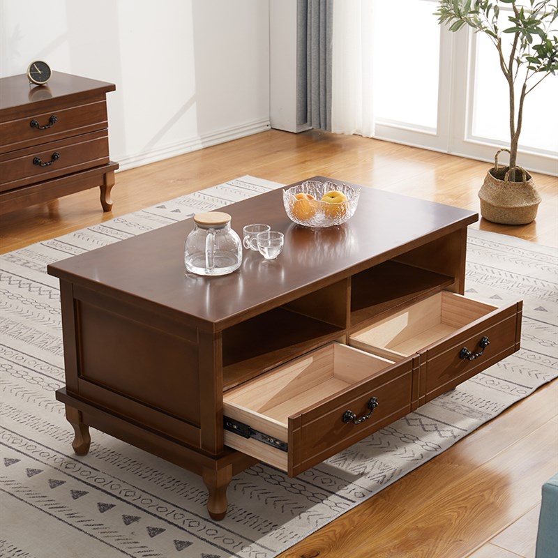 实木茶几餐桌简约现代小户型电视柜茶几组合长方形欧式客厅茶几