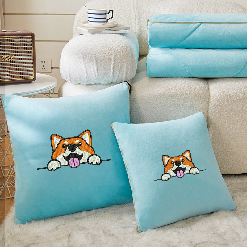 加厚抱枕被子两用珊瑚绒冬季空调毯子午睡办公室汽车载枕头可定制