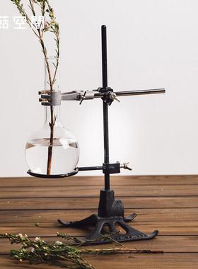 工业风铸铁金属实验室花架烧瓶型花器玻璃花瓶摆件装饰手冲咖啡架