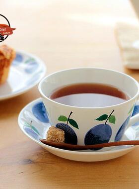 瑞典Gustavsberg骨瓷Prunus蓝李子咖啡杯碟组茶杯餐盘平盘子北欧