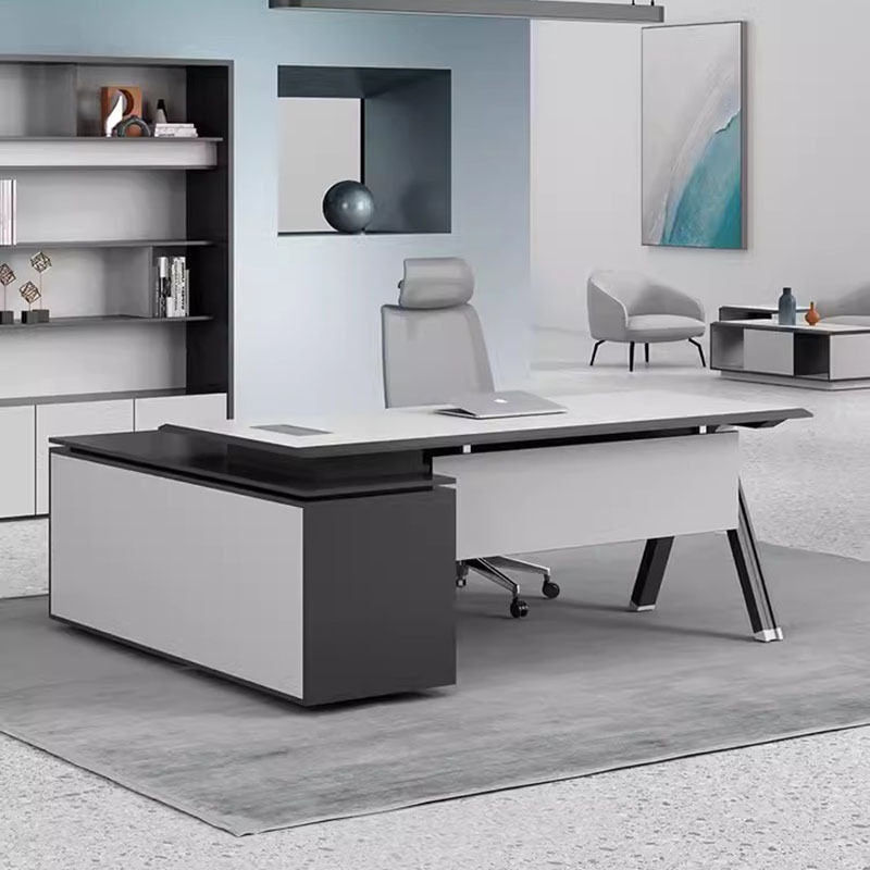 E0级经理办公桌老板桌办公桌椅组合简约现代时尚白色设计感主管桌