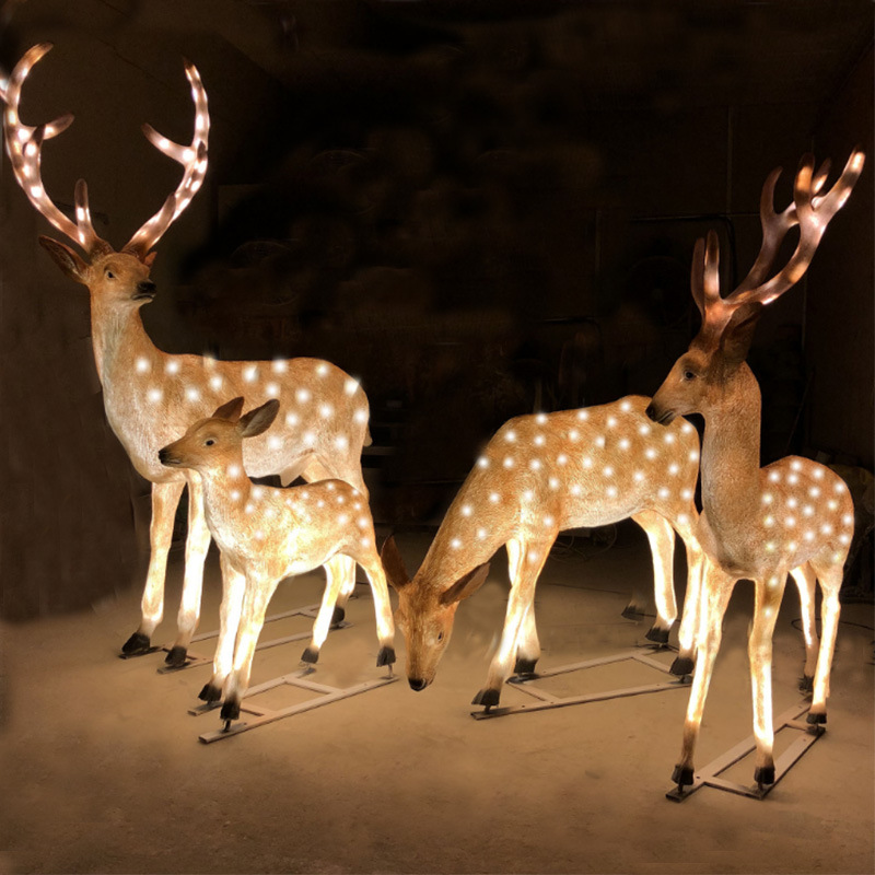 LED梅花鹿造型灯户外防雨景区花园节日树脂动物小品IP67防水