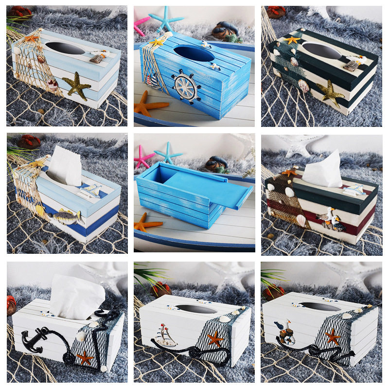 时尚家居饰品 工艺装饰品 木质摆件 地中海风格 纸巾盒（海星）