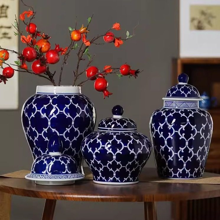 蓝底青花瓷花瓶花器民宿酒店客厅玄关酒柜书房新中式摆件插花,模玩/动漫/周边/娃圈三坑/桌游,文化/体育周边,淘宝优惠券,粉丝福利购,淘宝优惠卷