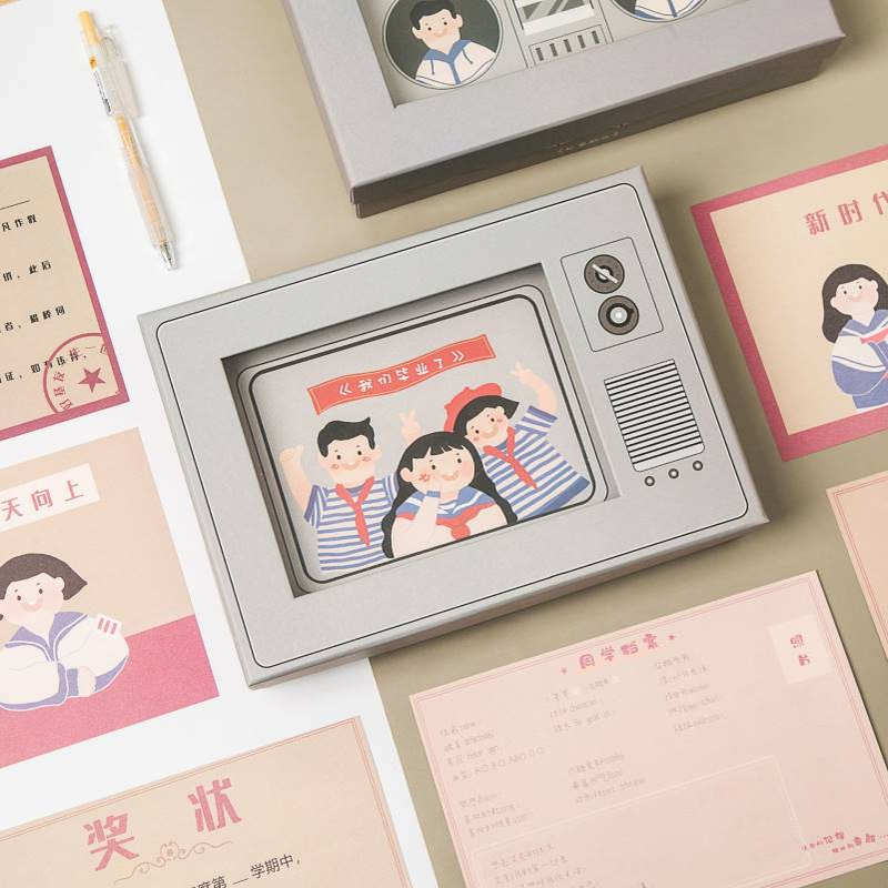 同学录盒装男女初高中小学生清新纪念册回忆录留念活页毕业通讯录