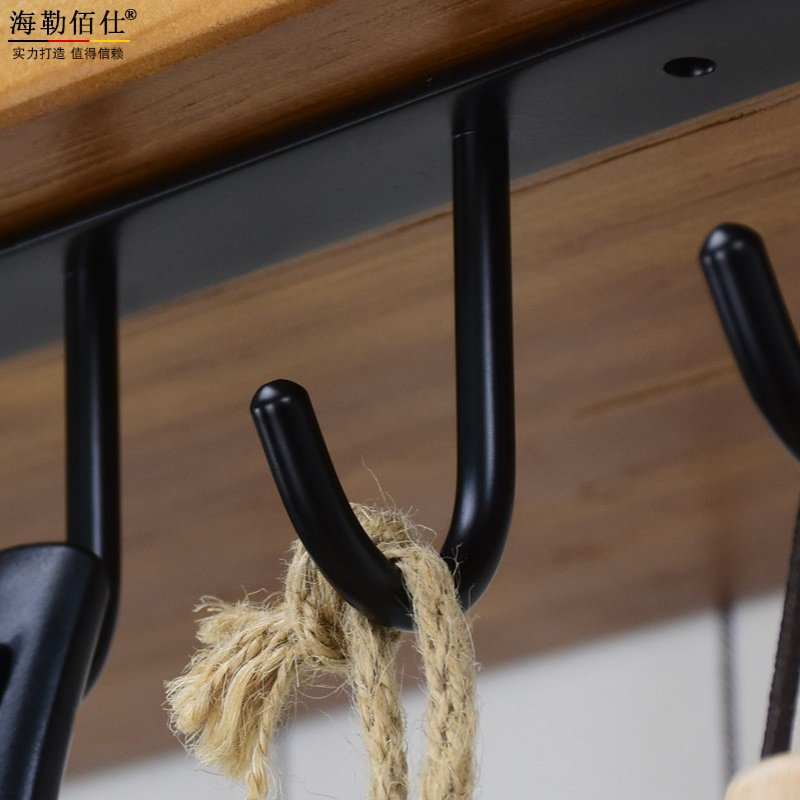 橱柜下挂钩悬挂式顶装挂钩一排长条厨房柜底下吊钩勺铲子挂架新品图片