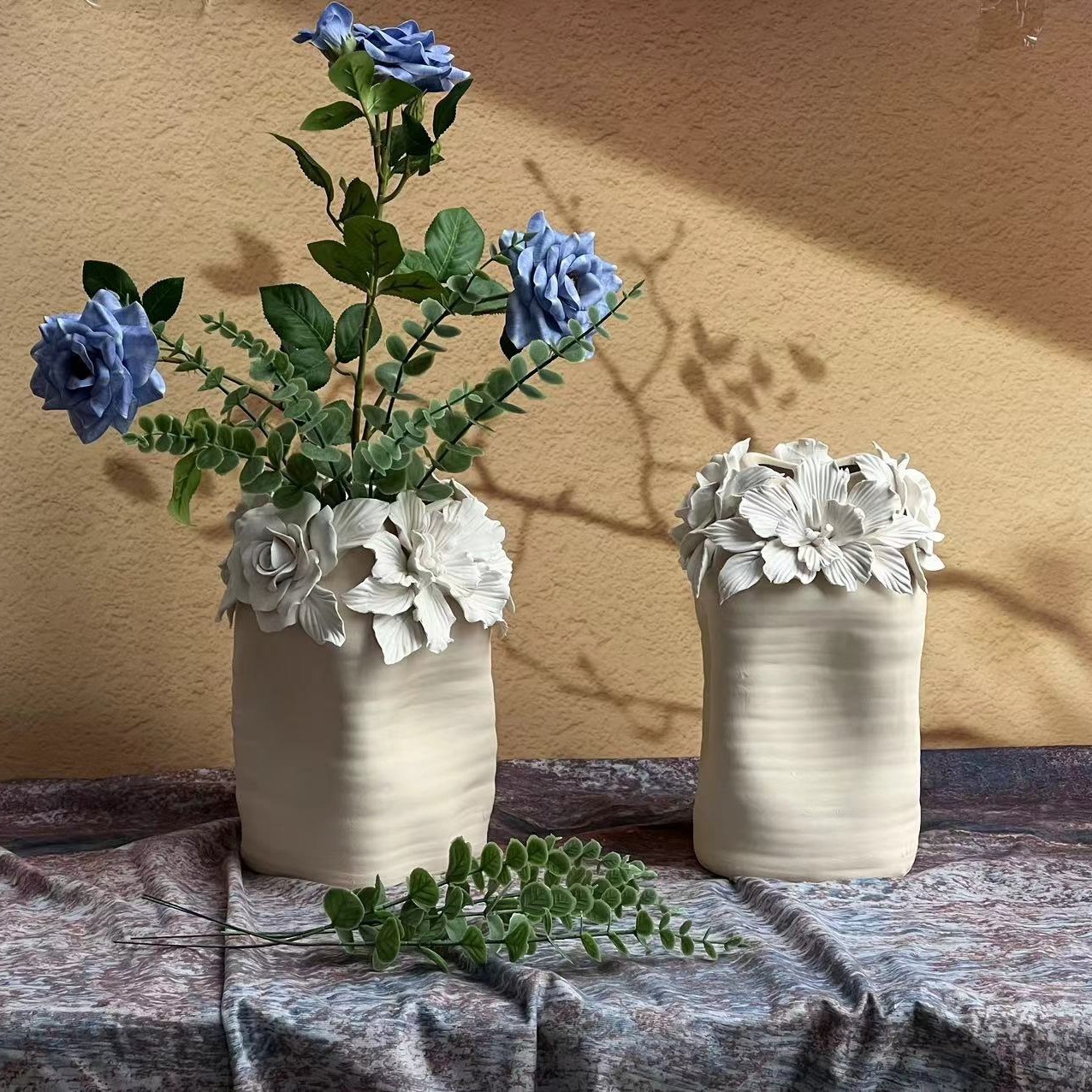 热卖陶瓷花瓶花盆 重工艺手工花安装 现代风格软装家居摆饰工艺品