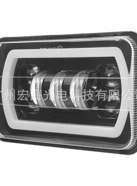 5寸70W方形大灯LED工作灯远近光一体白色日行灯黄色转向灯4*6英寸