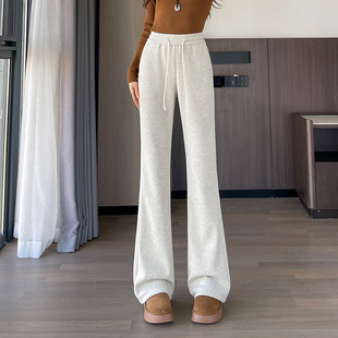 加绒秋冬休闲马蹄喇叭 女2025新款 蜜糖之城加绒糯米裤 微喇运动裤