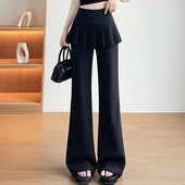 百搭微喇长裤 新款 女2026春季 蜜糖之城设计感百褶屁帘假两件西裤