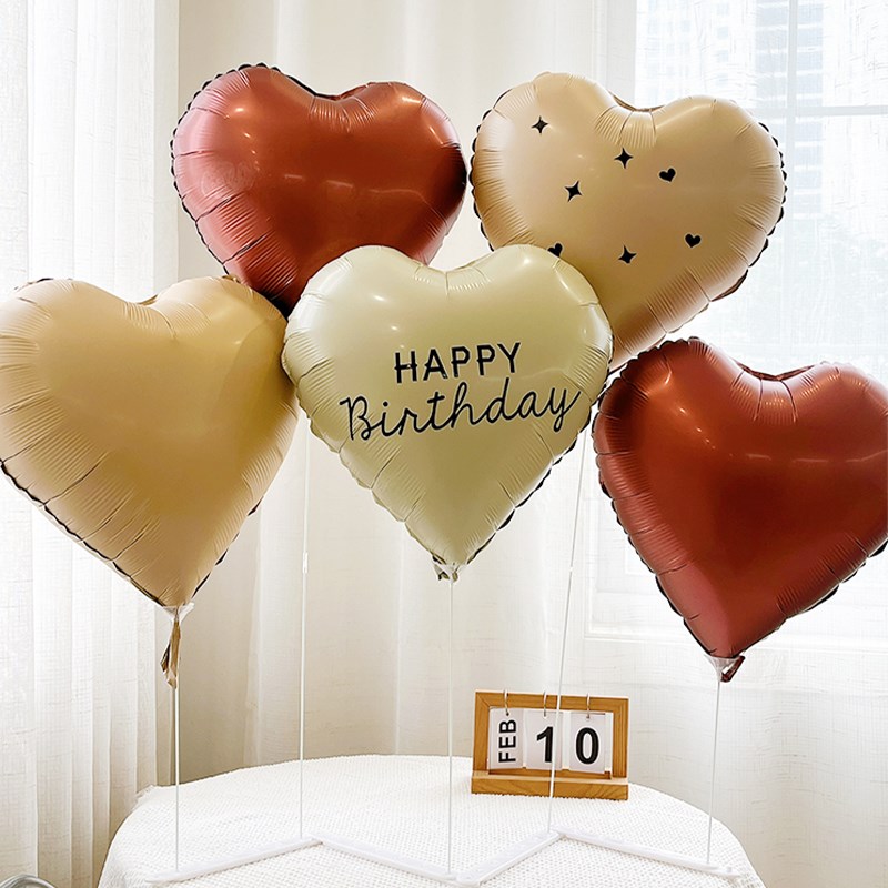 爱心粉色黑色气球桌面装扮布置爱心气球桌飘立柱支架生日装饰场景