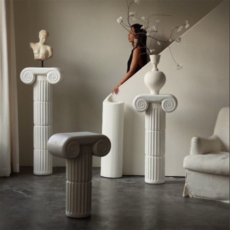 莉莉白法式中古罗马柱雕塑底座别墅客厅艺术家居服饰店陈设展示台